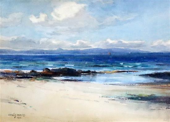 David West (1868-1936) Coastal scene 9.5 x 13.5in.